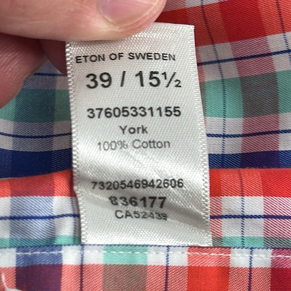 Eton of Sweden Stunning York Plaid Contemporary Fit Button Down L/S Size 39/15.5 - Picture 4 of 7